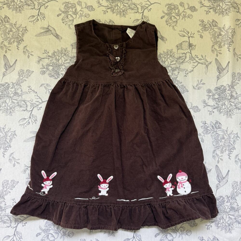 Gymboree 2010 Alpine Sweetie Brown Corduroy Snow Bunny Dress Baby Girl 4T